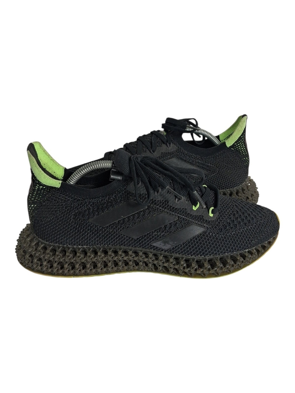 Adidas 4DFWD Men 9.5 Core Black Green Running Shoes 3D Lattice Sneakers Q46446
